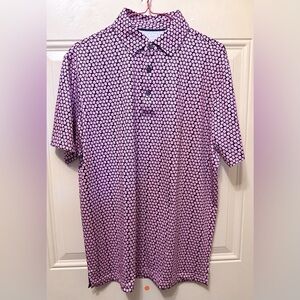 Yukaichen Performance Polo in Black with a Pink Floral Print Size Small